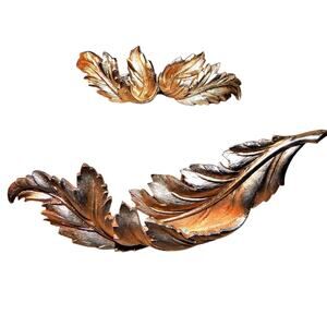 Beautiful Vintage Coro Demi-Parure Twisted Leaf Brooch & Clip-on Earring Set